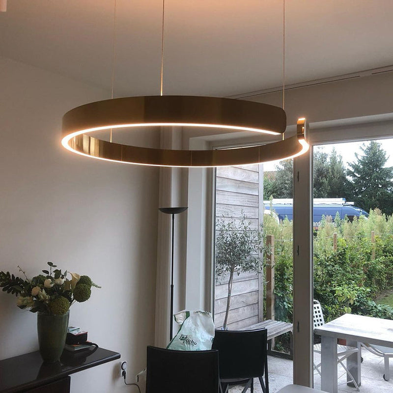 Luna LED Ronde Hanglamp – Zwart/Wit/Goud Metaal