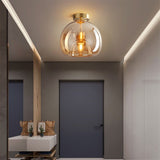 Moderne Plafondlampen met Retro Koper en Glazen Design
