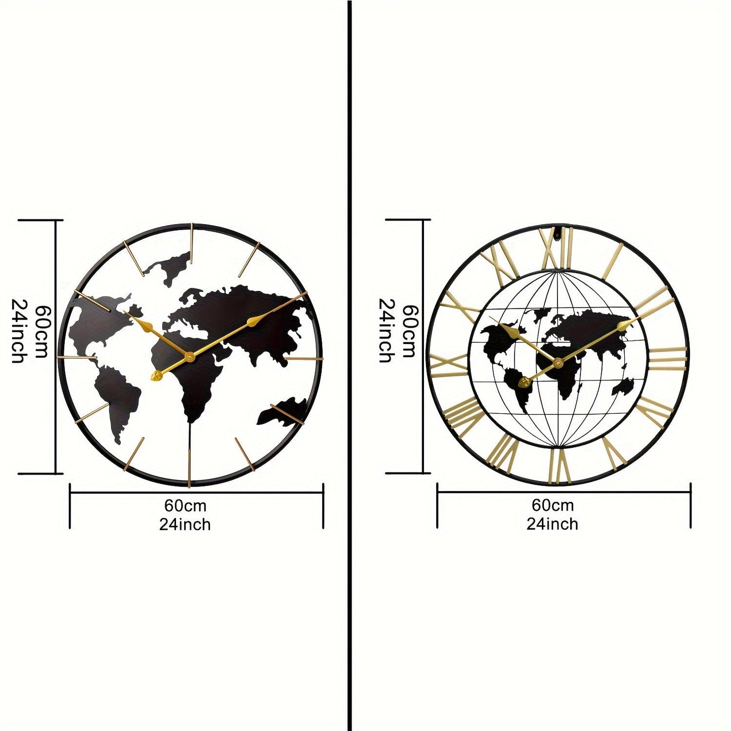 Grote Wereld Wandklok - Stille Metaal Design Klok